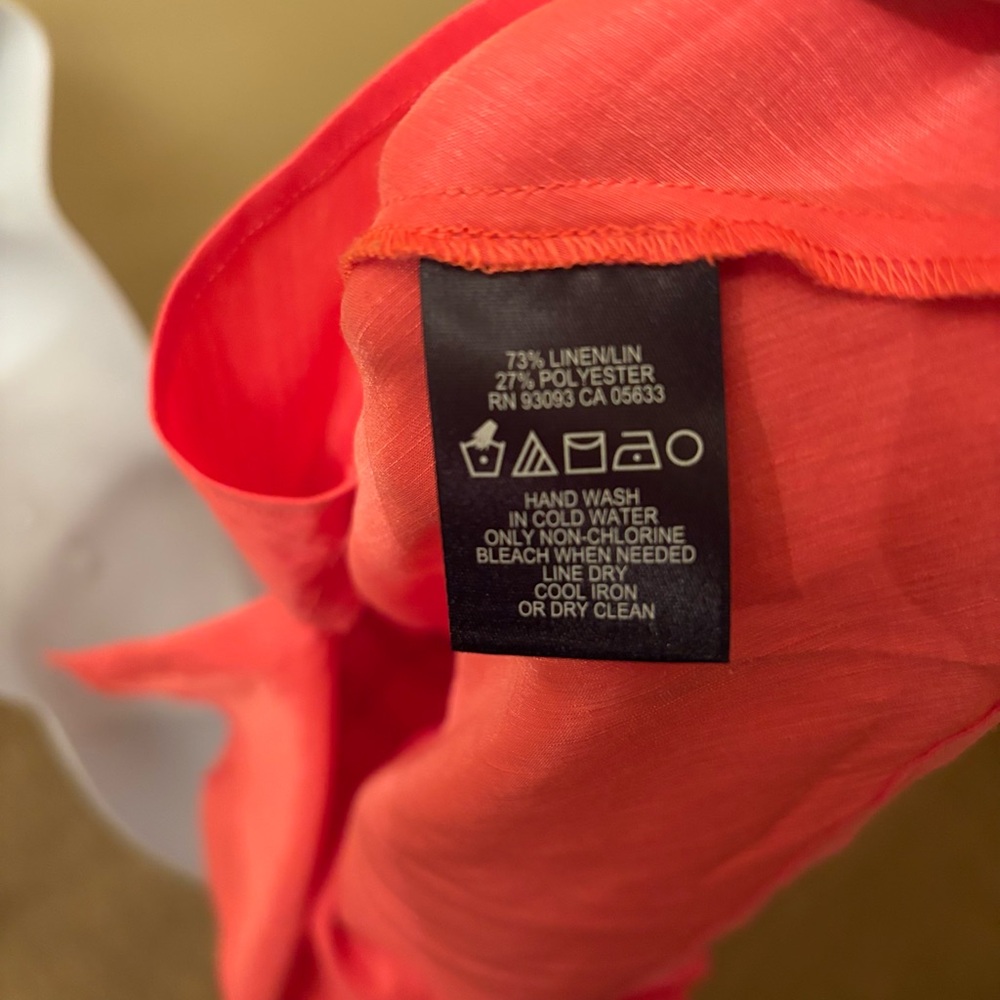 NIC+ ZOE Woman’s Burnt Orange LINEN Blend Soft Fabric Button-Down Shirt, Size: L - Picture 9 of 10